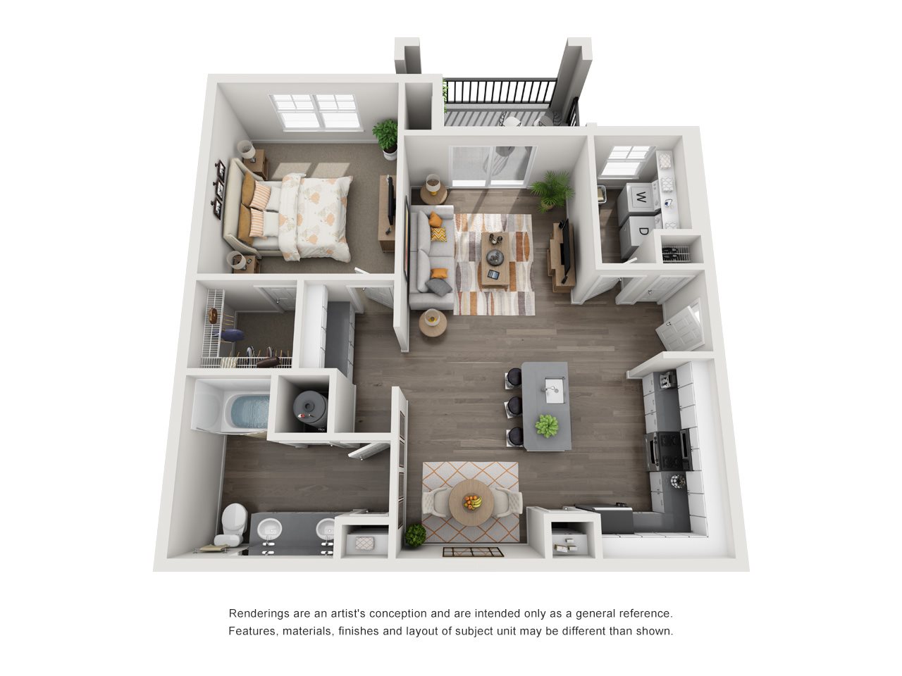 Lodge at Croasdaile Farm One Bedroom Floor Plan